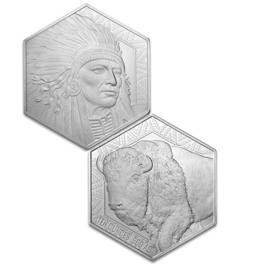 10 oz Buffalo Warrior Hexagon Silver Bar