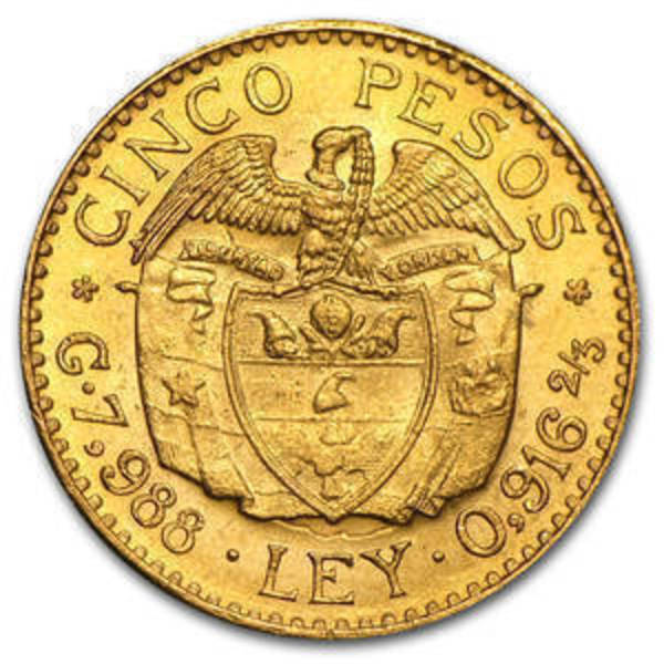 Colombian 5 Pesos Gold Coin (Random Year)