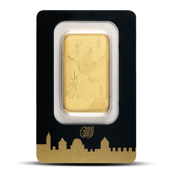 50 gram gold bar Dove of Peace Holy Land Mint 