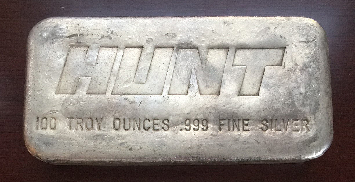 100 oz Hunt Silver Bar