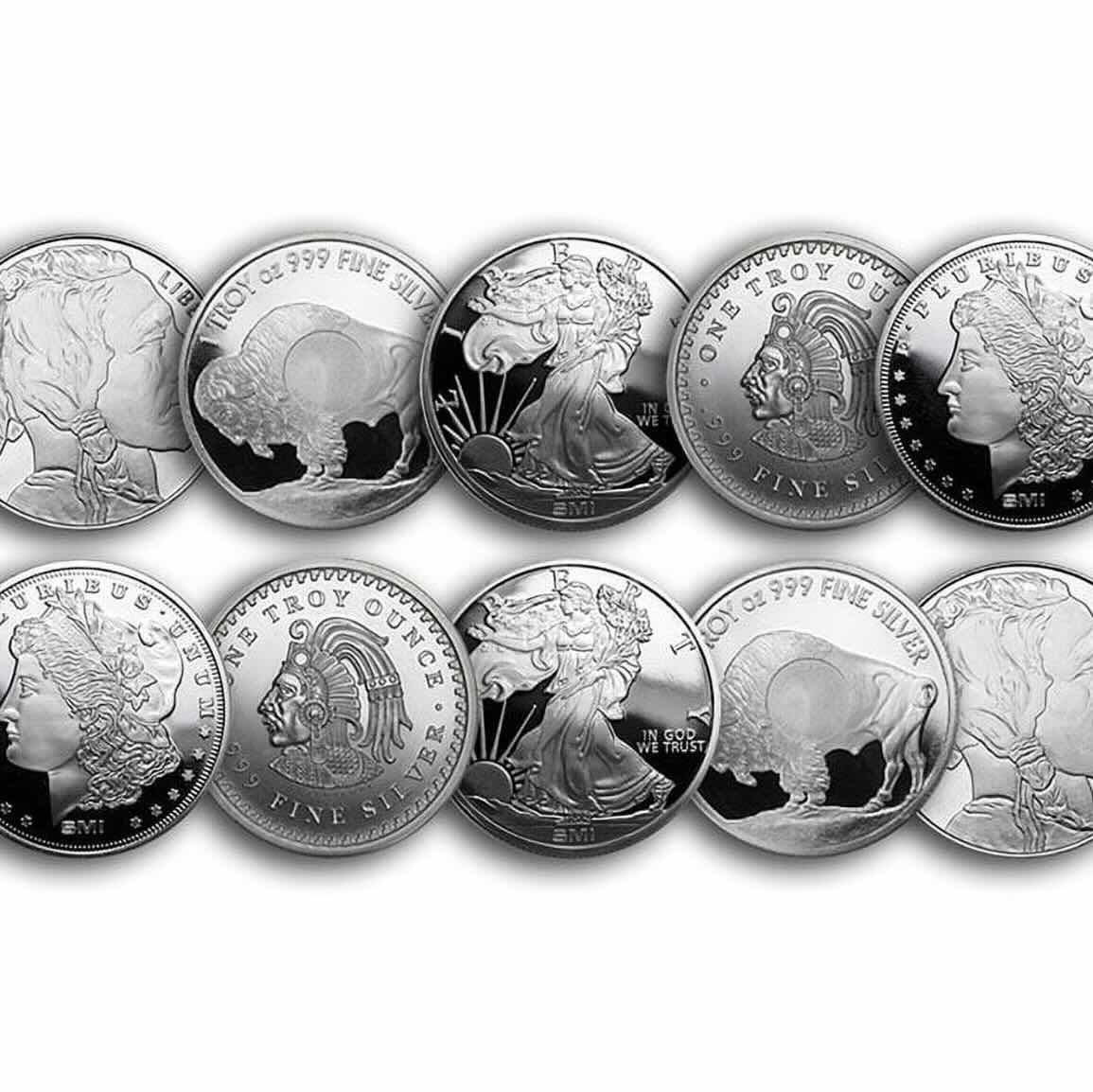 Lot of 10 - 1 oz Silver Rounds