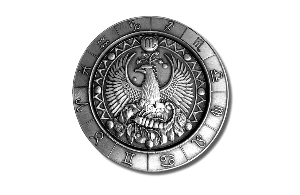 Scorpio 1 oz Silver Round - Antique Finish