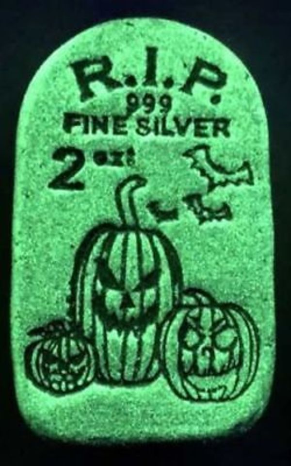 Tombstone Glow in the Dark Pumpkins 2 oz Silver Bar