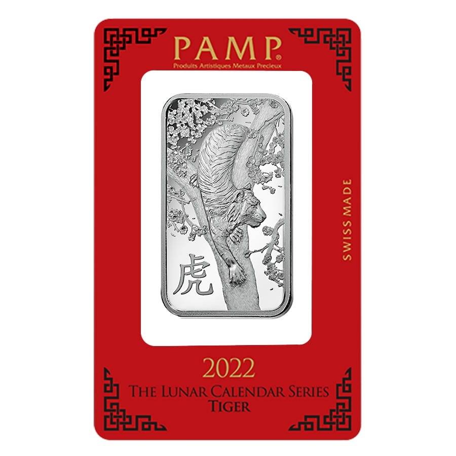1 oz Silver Bar PAMP Suisse Year of the Tiger Design