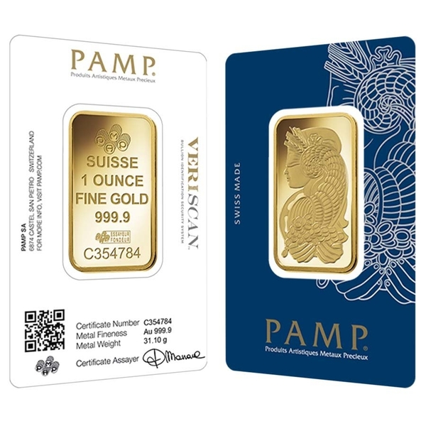PAMP Lady Fortuna 1 oz Gold Bar in Assay