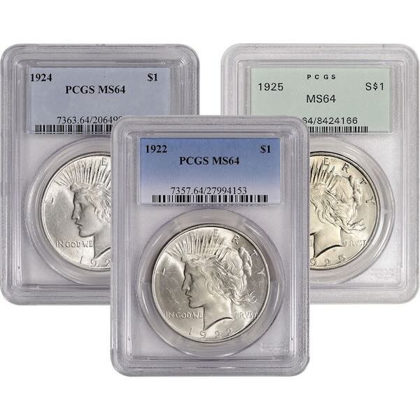 Peace Silver Dollar MS64 PCGS (0.7734 oz .900 Silver)