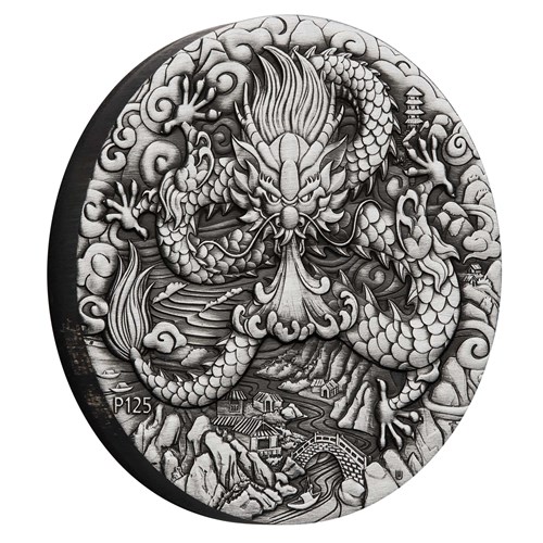 2024 2 oz Antiqued Silver Lunar Dragon