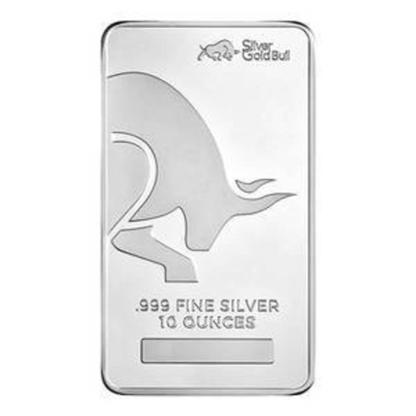 10 oz Silver Gold Bull Silver Bar