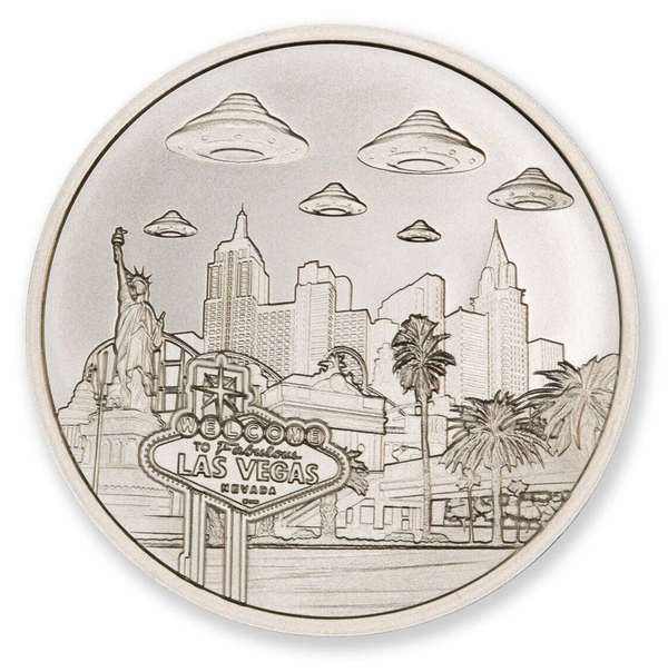 1 oz UFOs Over Las Vegas Silver Round